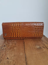 Load image into Gallery viewer, Vintage Small Brown Croc Leather Bag