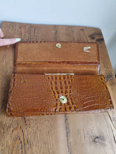 Load image into Gallery viewer, Vintage Small Brown Croc Leather Bag