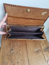Load image into Gallery viewer, Vintage Small Brown Croc Leather Bag