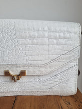Load image into Gallery viewer, Vintage Medium Satchel White Croc Leather Bag