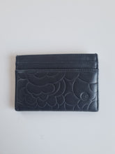 Load image into Gallery viewer, Authentic Genuine Chanel Camellia Rose Quilted Black Leather Card Holder