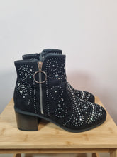 Load image into Gallery viewer, Sergio Todzi Crystal Embellished Gem Black Ladies Boots 6