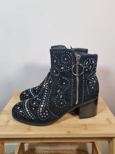 Load image into Gallery viewer, Sergio Todzi Crystal Embellished Gem Black Ladies Boots 6