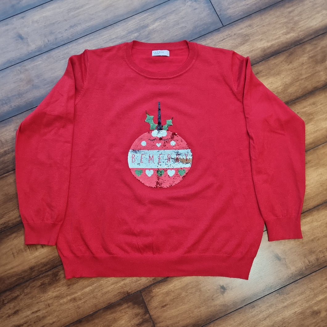 Be Merry Christmas Sequin Jumper L