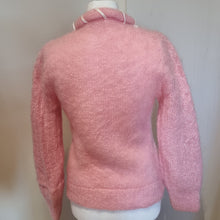 Load image into Gallery viewer, Vintage Mohair pink ribbon &amp; pearl jumper 6-10
