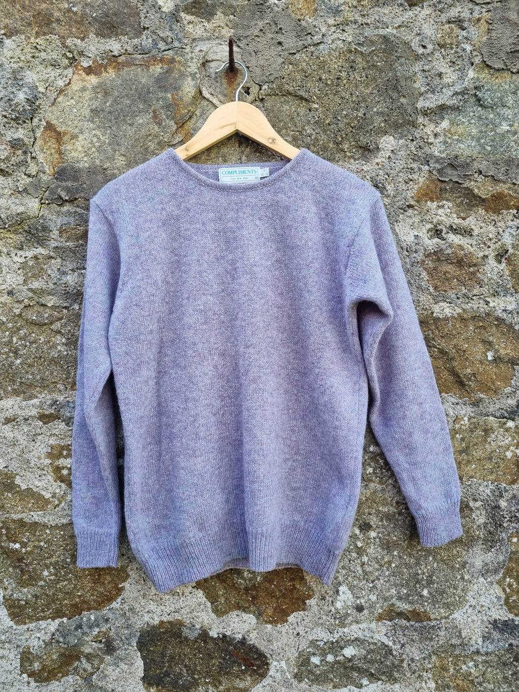 Vintage lavender melange pure new wool jumper XS