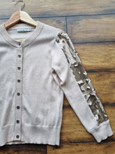 Load image into Gallery viewer, Karen Millen Cashmere Blend Gold Cardi 8/10
