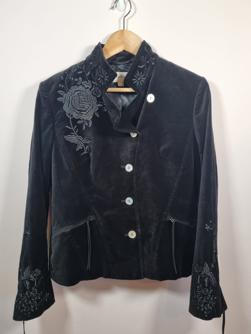 Vintage Next Velvet Embroidered Boho Tassle Blazer 10