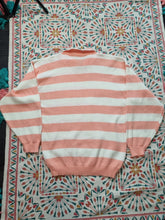 Load image into Gallery viewer, Vintage Breton Stripe Collared Orange Ladies Jumper 12
