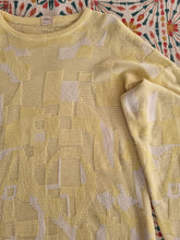 Load image into Gallery viewer, Vintage Knitted Cotton Mix Butter Yellow Geo Texture Jumper 12
