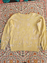 Load image into Gallery viewer, Vintage Knitted Cotton Mix Butter Yellow Geo Texture Jumper 12
