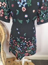 Load image into Gallery viewer, Zara Women Embroidered Floral Black Dress S

