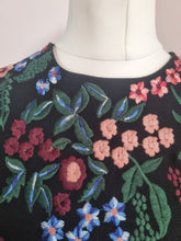 Load image into Gallery viewer, Zara Women Embroidered Floral Black Dress S
