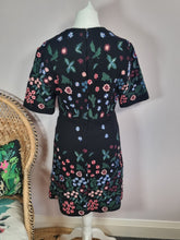 Load image into Gallery viewer, Zara Women Embroidered Floral Black Dress S
