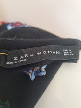 Load image into Gallery viewer, Zara Women Embroidered Floral Black Dress S
