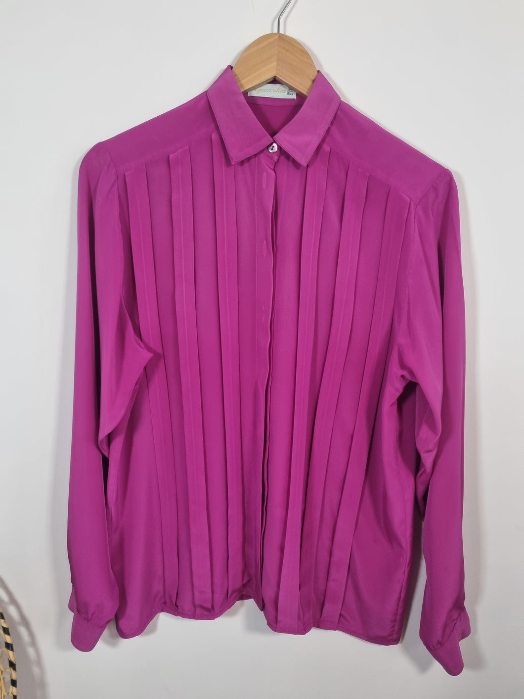Aquascutum Vintage Pintuck Fuchsia Collared Ladies Shirt 12