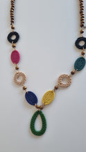 Load image into Gallery viewer, Raffia Woven Jewel Coloured Boho Hippy Long Necklace

