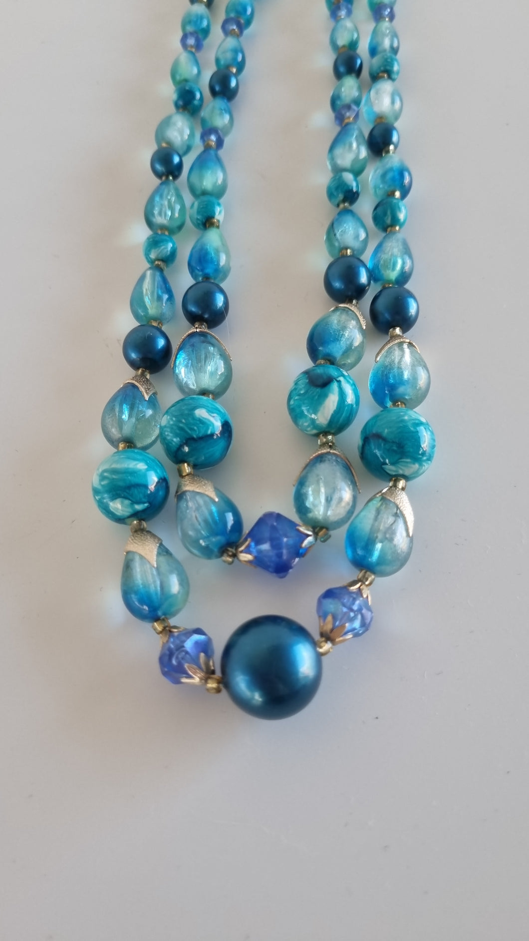 Murano Blue Glass Style Beaded Necklace