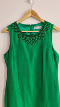 Load image into Gallery viewer, Wallis 100% Silk Emerald Green Beaded Embellished Dress 12
