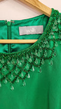 Load image into Gallery viewer, Wallis 100% Silk Emerald Green Beaded Embellished Dress 12
