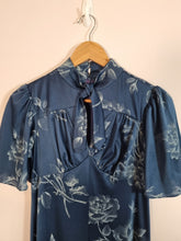 Load image into Gallery viewer, 70s Vintage Original Cape Sleeve Navy Floral Maxi Dress 8/10

