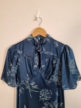 Load image into Gallery viewer, 70s Vintage Original Cape Sleeve Navy Floral Maxi Dress 8/10

