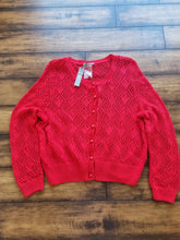 Load image into Gallery viewer, BNWT Red Crochet Knitted Cardigan 20
