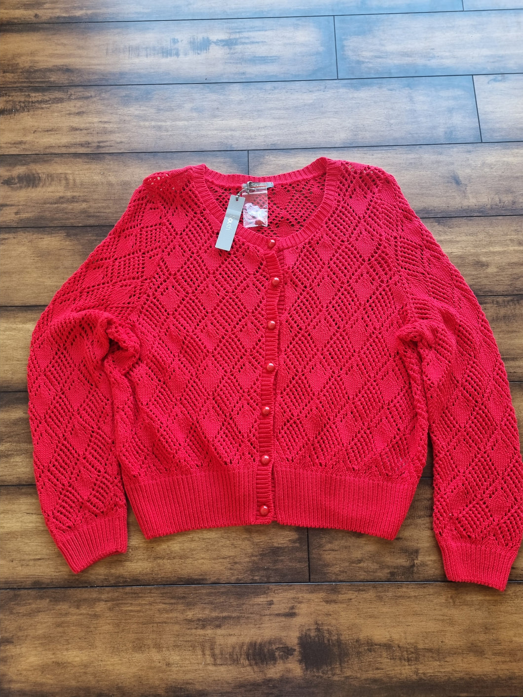 BNWT Red Crochet Knitted Cardigan 20