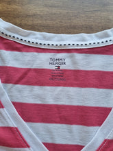Load image into Gallery viewer, Tommy Hilfiger Cotton Blend Y2K Rhinestone Striped Ladies T shirt XXL
