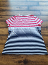 Load image into Gallery viewer, Tommy Hilfiger Cotton Blend Y2K Rhinestone Striped Ladies T shirt XXL
