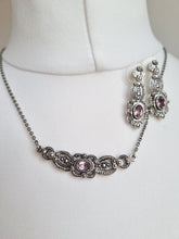 Load image into Gallery viewer, Amethyst &amp; Marcasite Silver Art Nouveau Style Set
