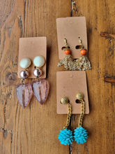 Load image into Gallery viewer, Long Drop Trio Clipon Earrings
