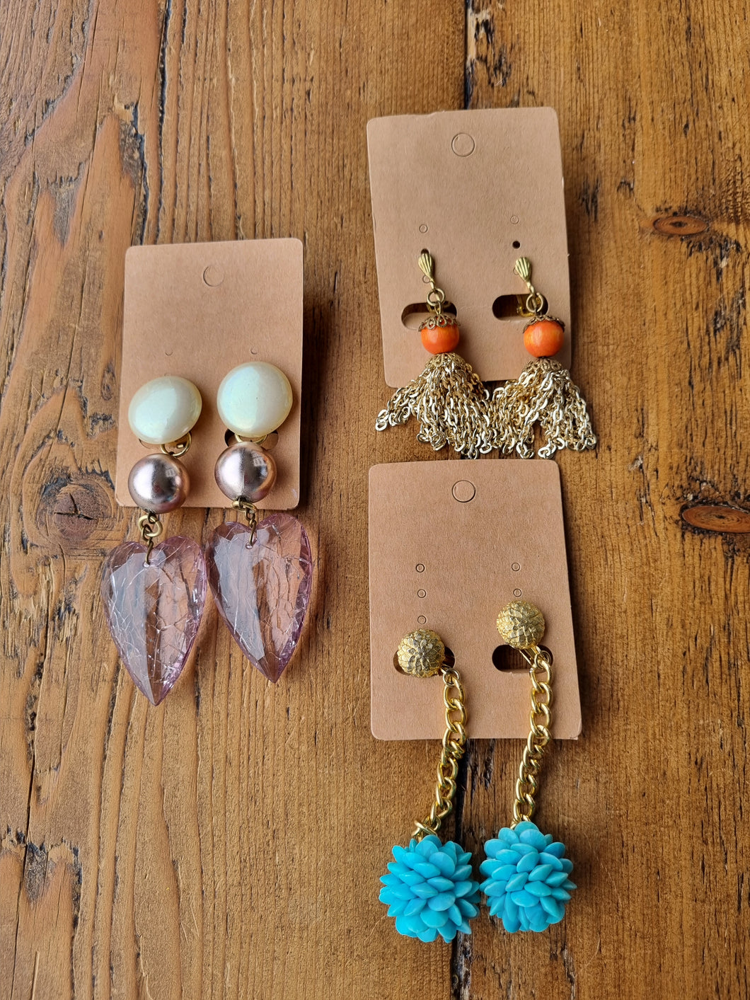 Long Drop Trio Clipon Earrings
