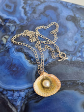 Load image into Gallery viewer, Clam Pearl Resin Silver Necklace
