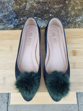 Load image into Gallery viewer, Anthropolgie Pom Pom Black Ballet Ladies Flats Size 4 37
