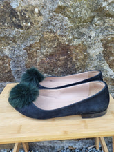 Load image into Gallery viewer, Anthropolgie Pom Pom Black Ballet Ladies Flats Size 4 37
