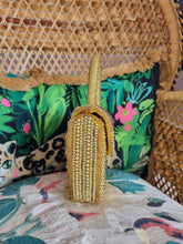 Load image into Gallery viewer, Gold fully beaded embellished evening crossbody bag
