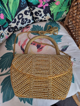 Load image into Gallery viewer, Gold fully beaded embellished evening crossbody bag
