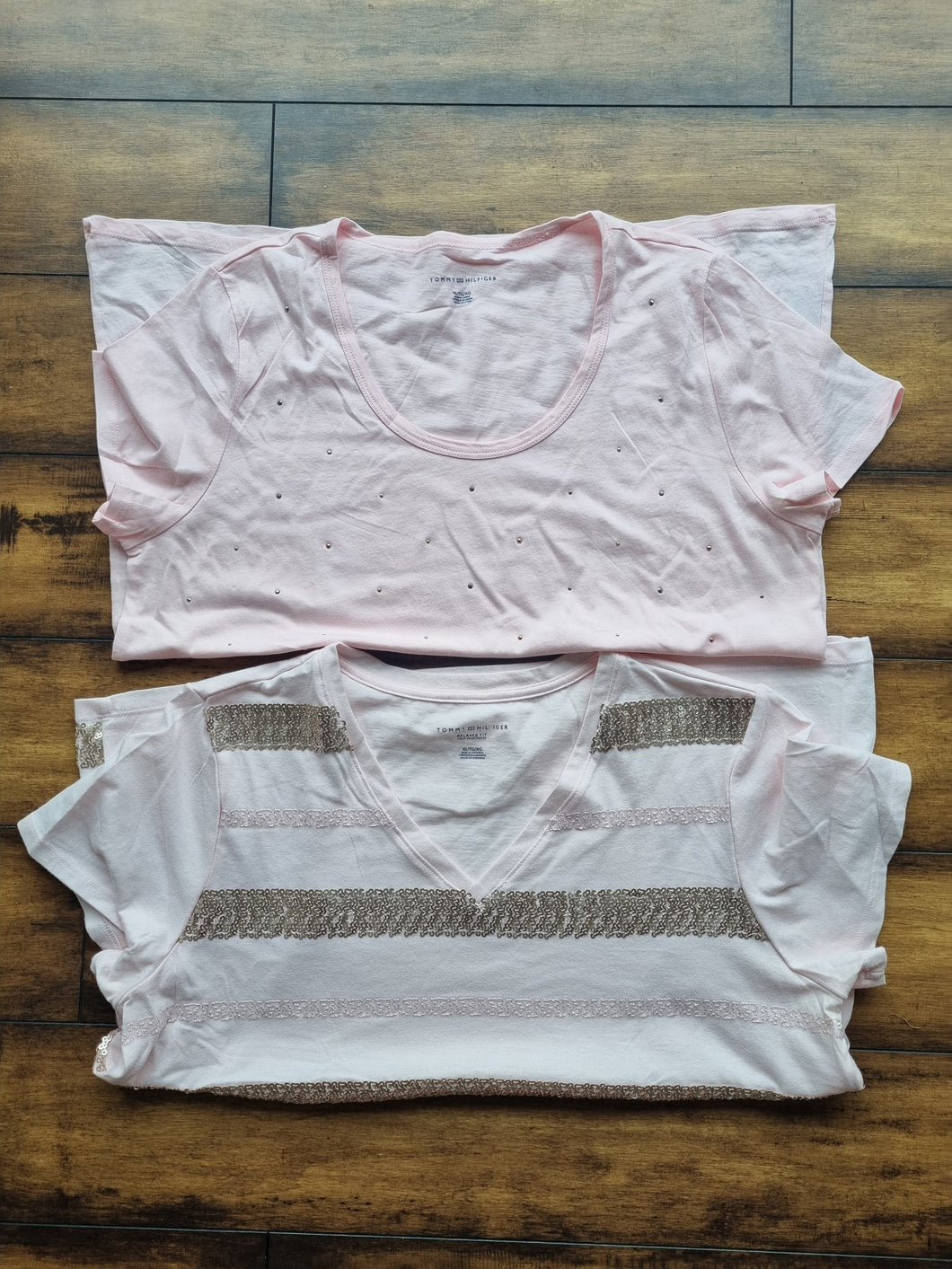 Tommy Hilfiger Bundle 2 Embellished Sequin Ladies T Shirts XL