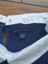 Load image into Gallery viewer, Tommy Hilfiger Navy Cable Knit Jumper with removeable Collar Ladies XL
