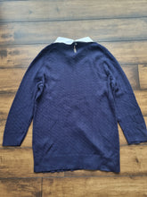 Load image into Gallery viewer, Tommy Hilfiger Navy Cable Knit Jumper with removeable Collar Ladies XL
