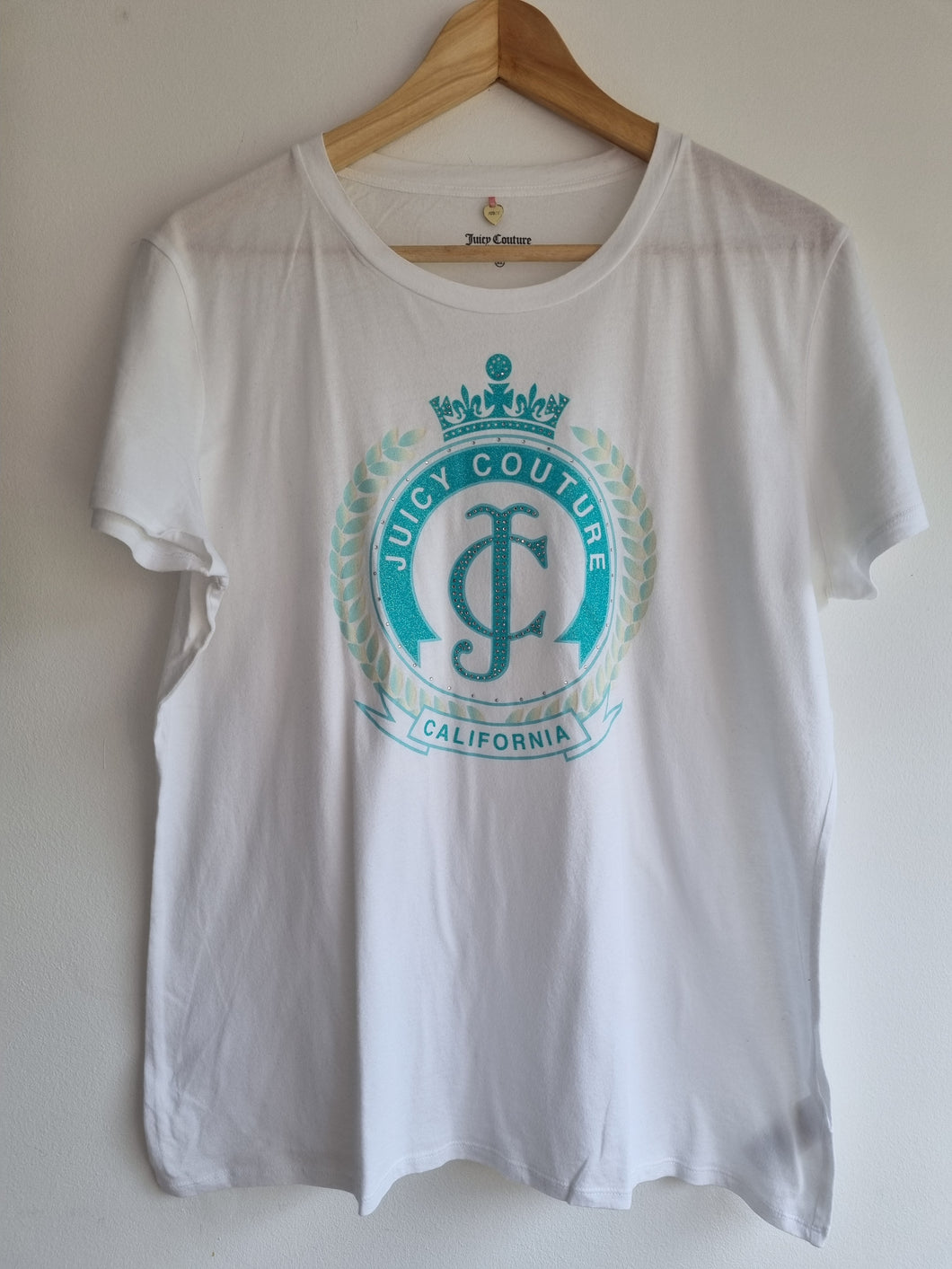 Authentic Y2K Vintage Rare Juicy Couture Rhinestone Crown Ladies T shirt XL