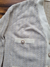 Load image into Gallery viewer, River Island Cream Gold Woven Knitted Pearl Button Ladies Cardigan M
