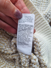 Load image into Gallery viewer, River Island Cream Gold Woven Knitted Pearl Button Ladies Cardigan M

