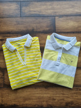 Load image into Gallery viewer, Tommy Hilfiger Bundle of 2 Ladies Yellow Striped Polo Shirts XL
