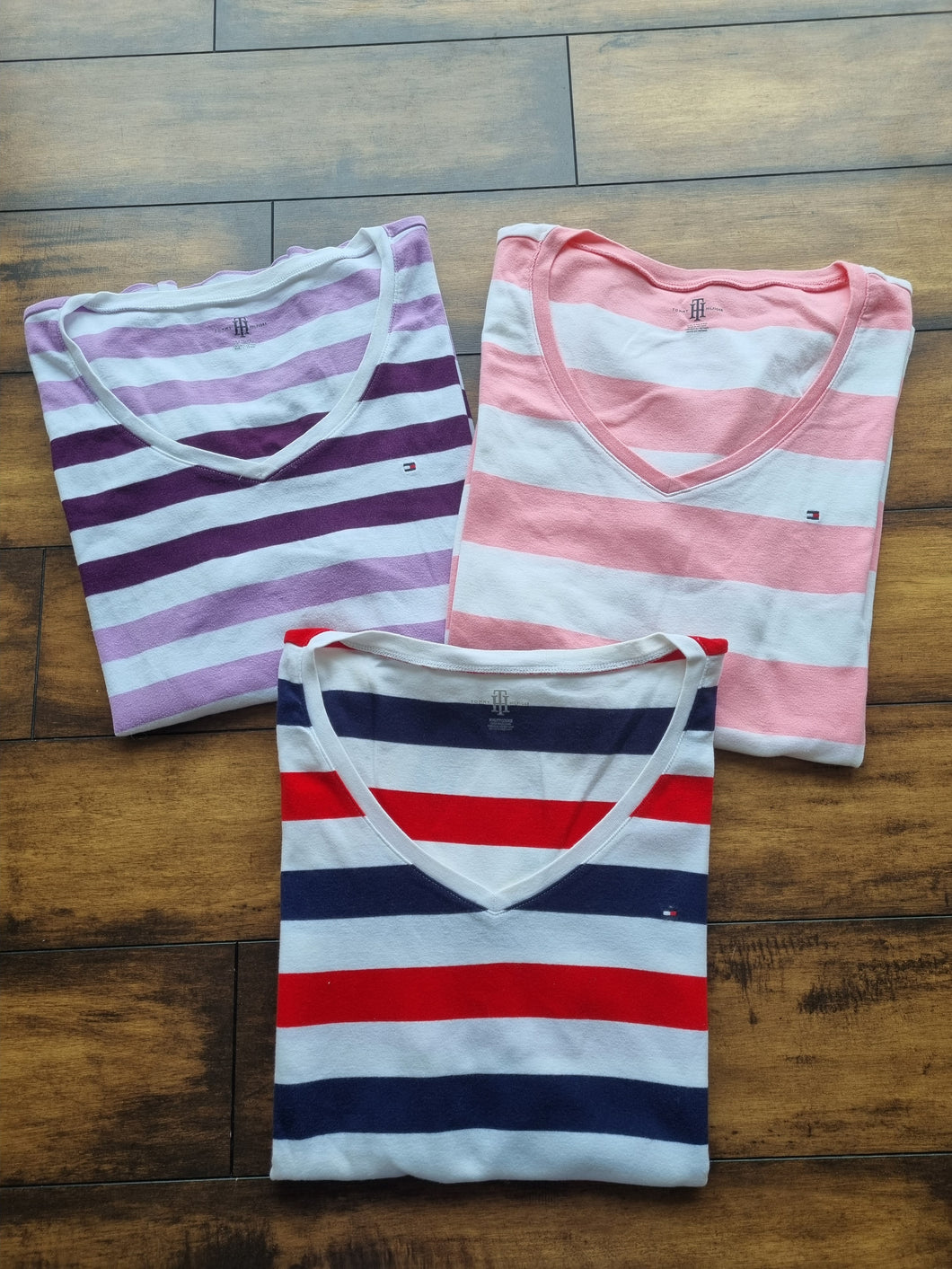 Tommy Hilfiger Bundle of 3 Striped Breton Ladies Cotton T Shirts XXL