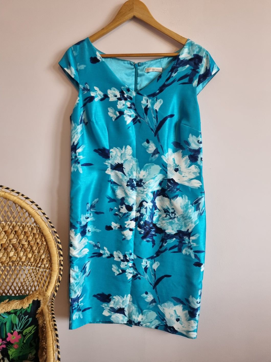 Jacques Vert Blue Floral Evening Wedding Guest Occasion Formal Dress 14