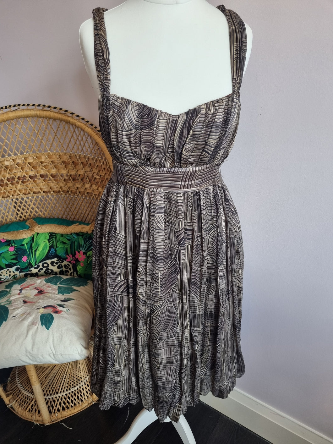 MNG Mango Suit 100% Silk Bubble Hem Y2k Dress