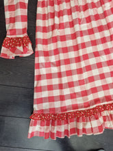 Load image into Gallery viewer, Batsheva Red Gingham Midi Prairie Floral Ruffle Collar Cotton Dress 8
