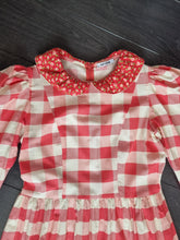 Load image into Gallery viewer, Batsheva Red Gingham Midi Prairie Floral Ruffle Collar Cotton Dress 8
